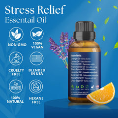 Made in USA label on Stress Relief Essential Oil Blend