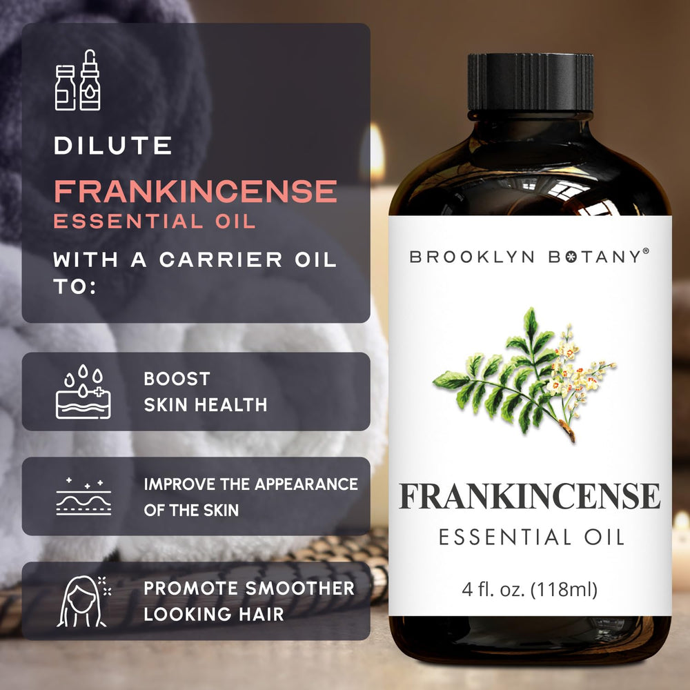 USA-bottled Frankincense oil in amber bottle