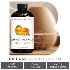 Close-up of Brooklyn Botany Sweet Orange Essential Oil bottle