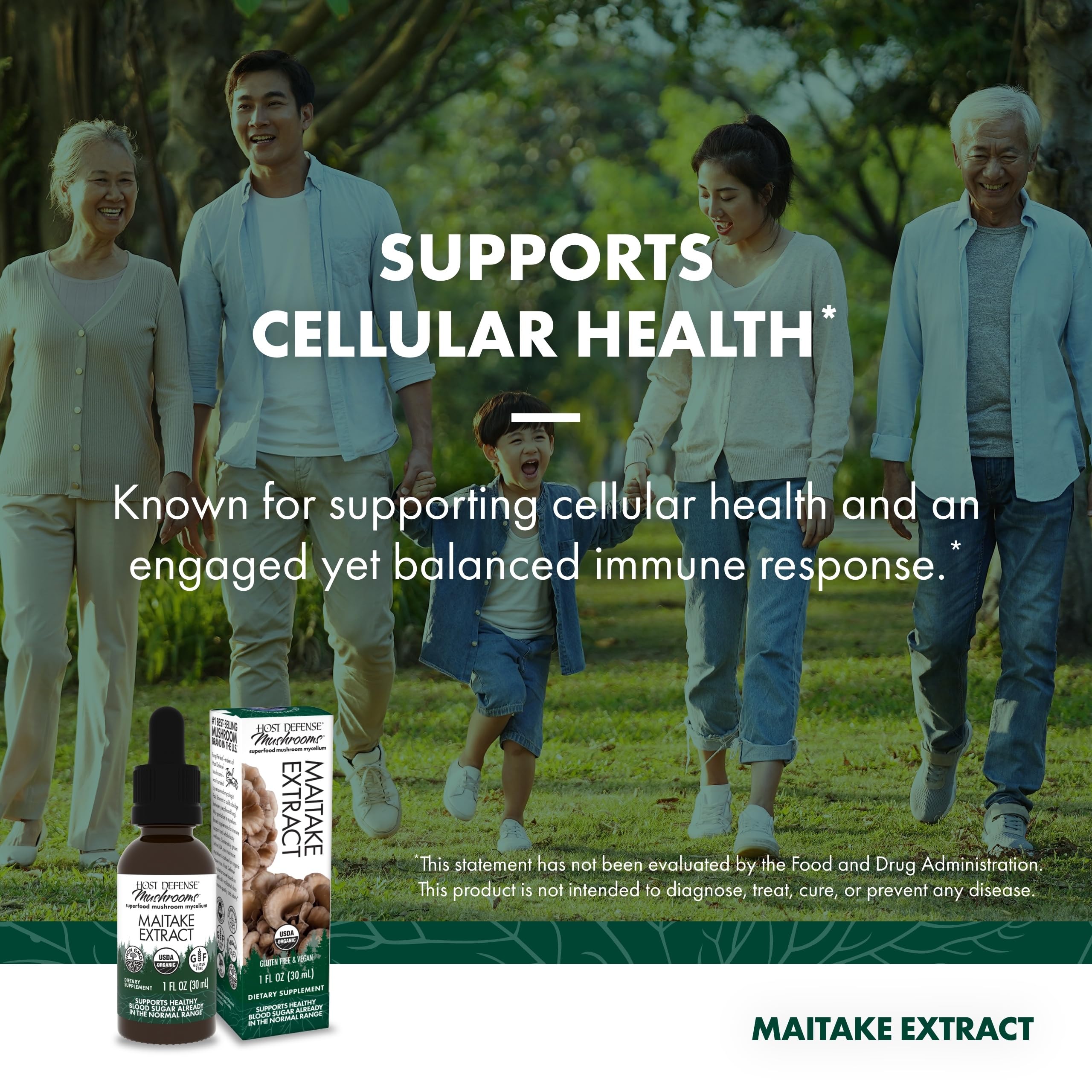 USA-grown organic maitake mushroom supplement