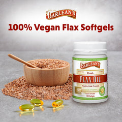 Barlean's flaxseed oil softgels bottle made in the USA