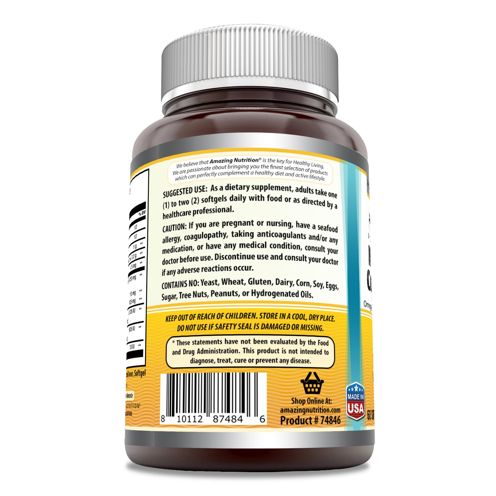 Vitamin A, Vitamin D & Vitamin E cod liver oil softgels – USA-made, Lemon flavor