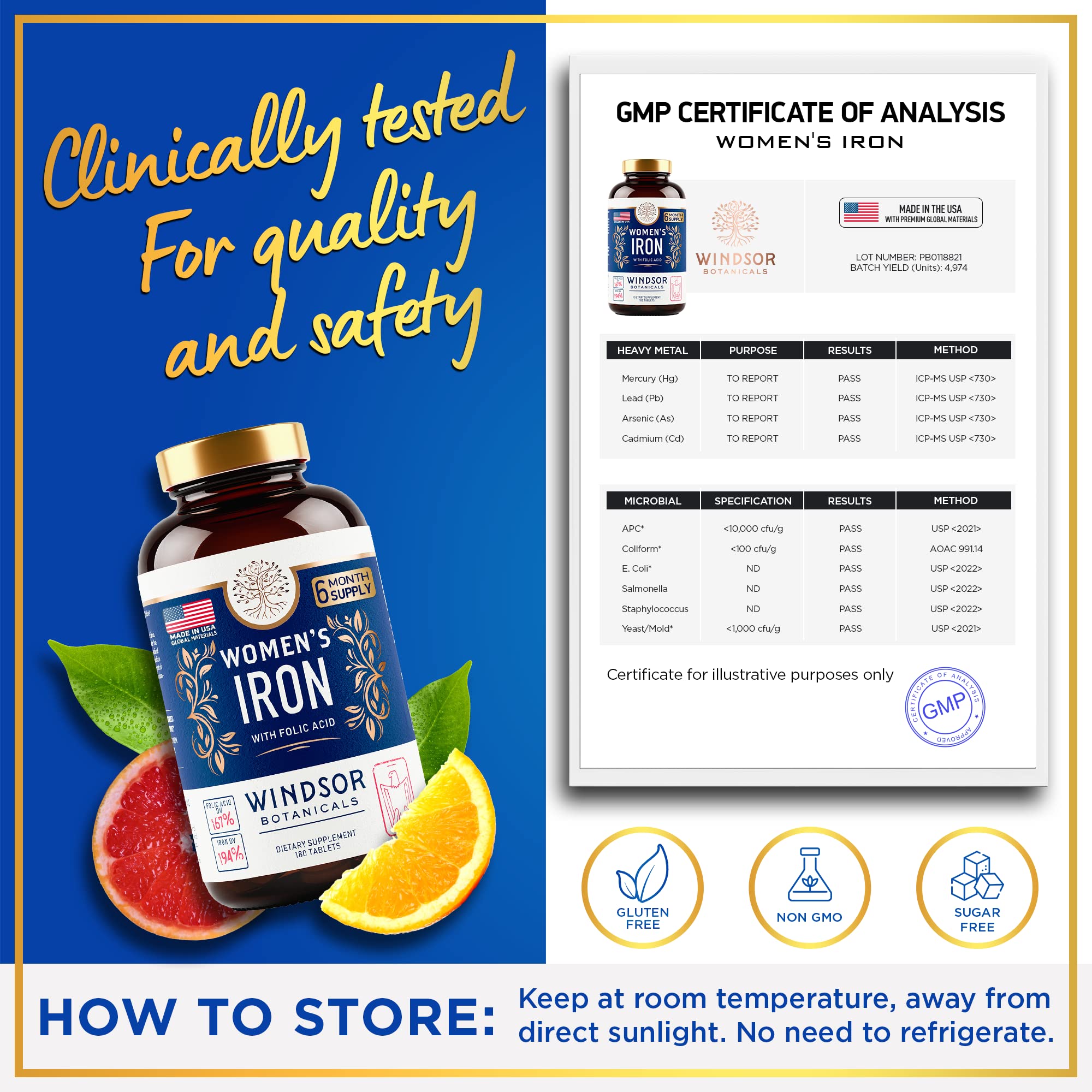 USA-made GMP-certified facilities icon with bottle