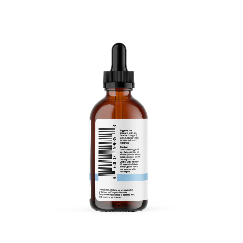 Made in the USA label on mushroom liquid drops bottle