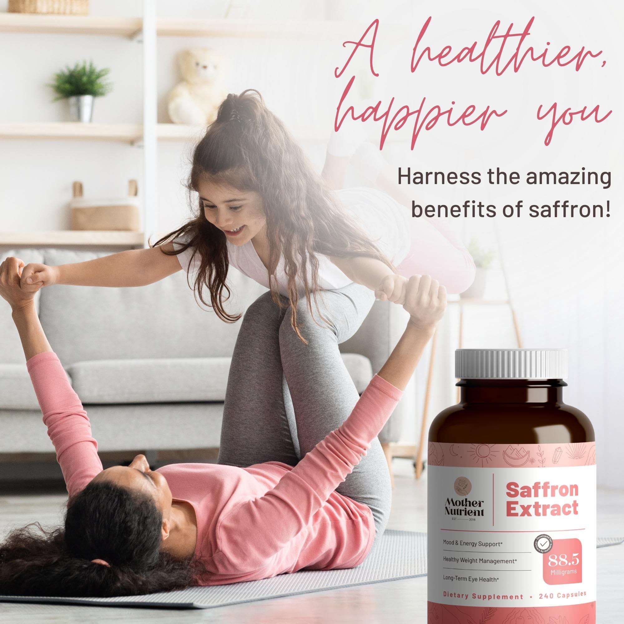 USA-made saffron extract supplement packaging manufactured in a cGMP-certified facility