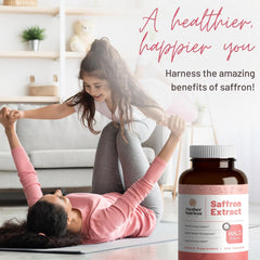 USA-made saffron extract supplement packaging manufactured in a cGMP-certified facility