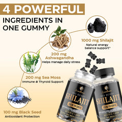 USA-made, vegan, gluten-free, GMO-free Shilajit gummies