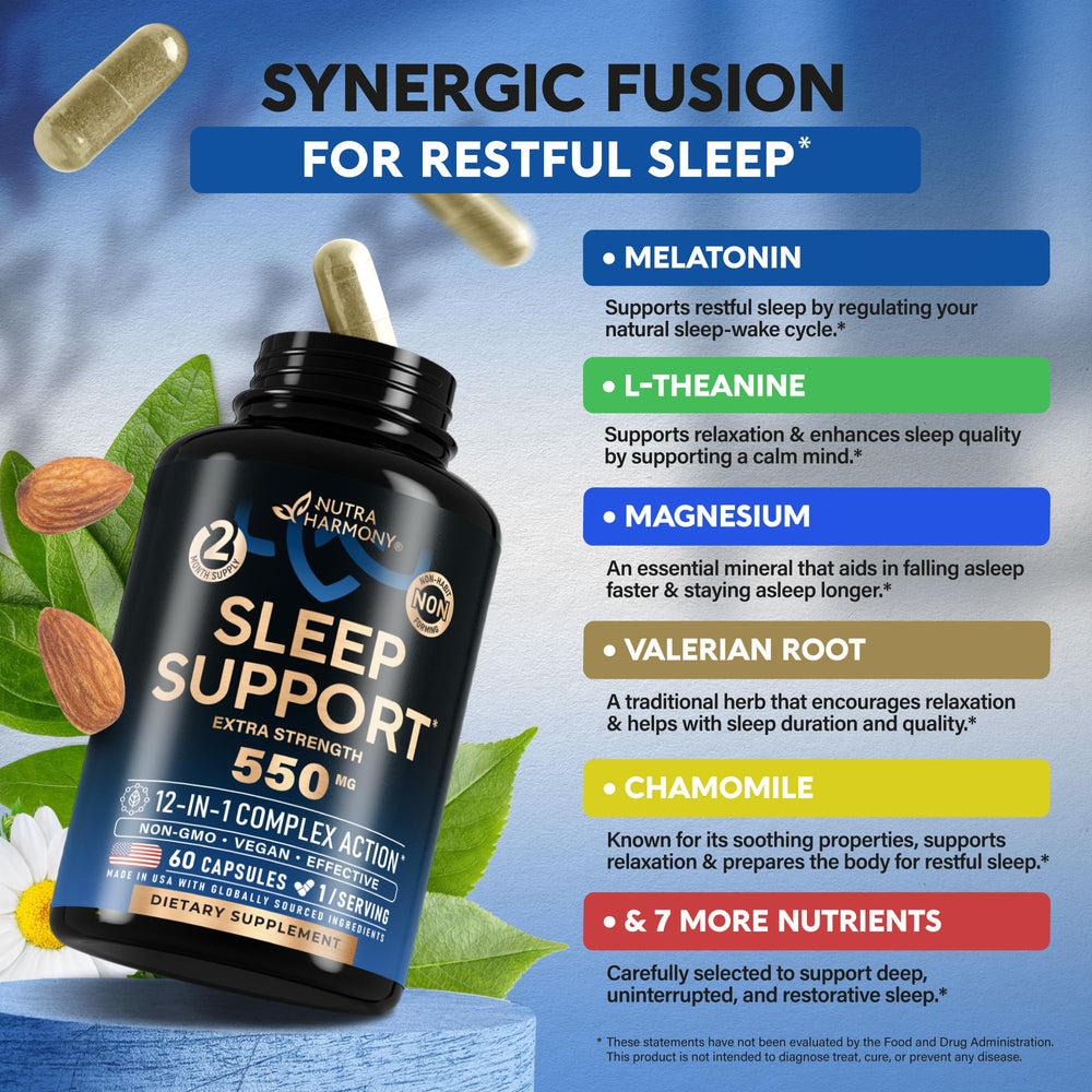 Made in USA vegan, non-GMO GMP-certified sleep supplement label