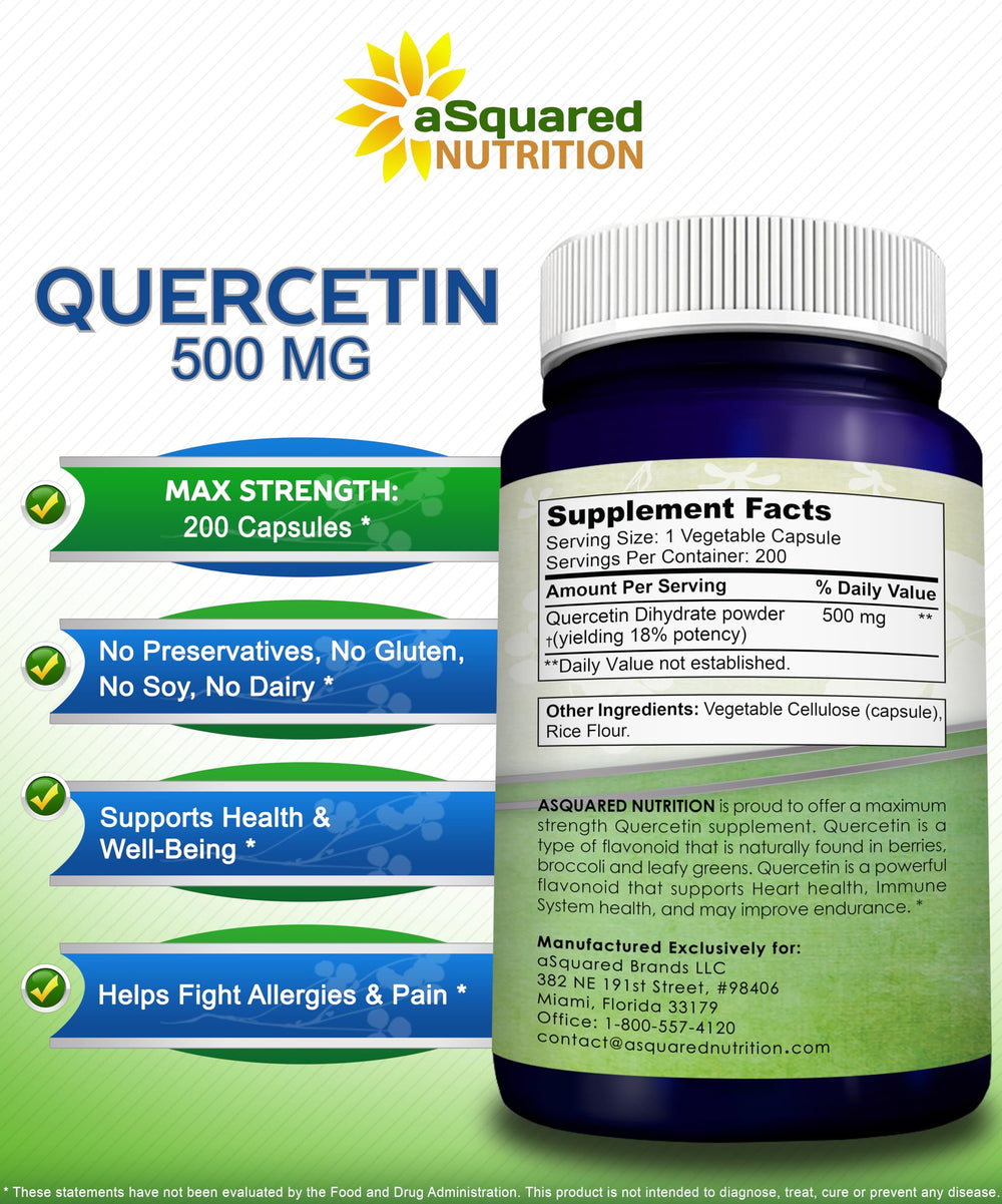 USA-made vegan quercetin dihydrate bottle