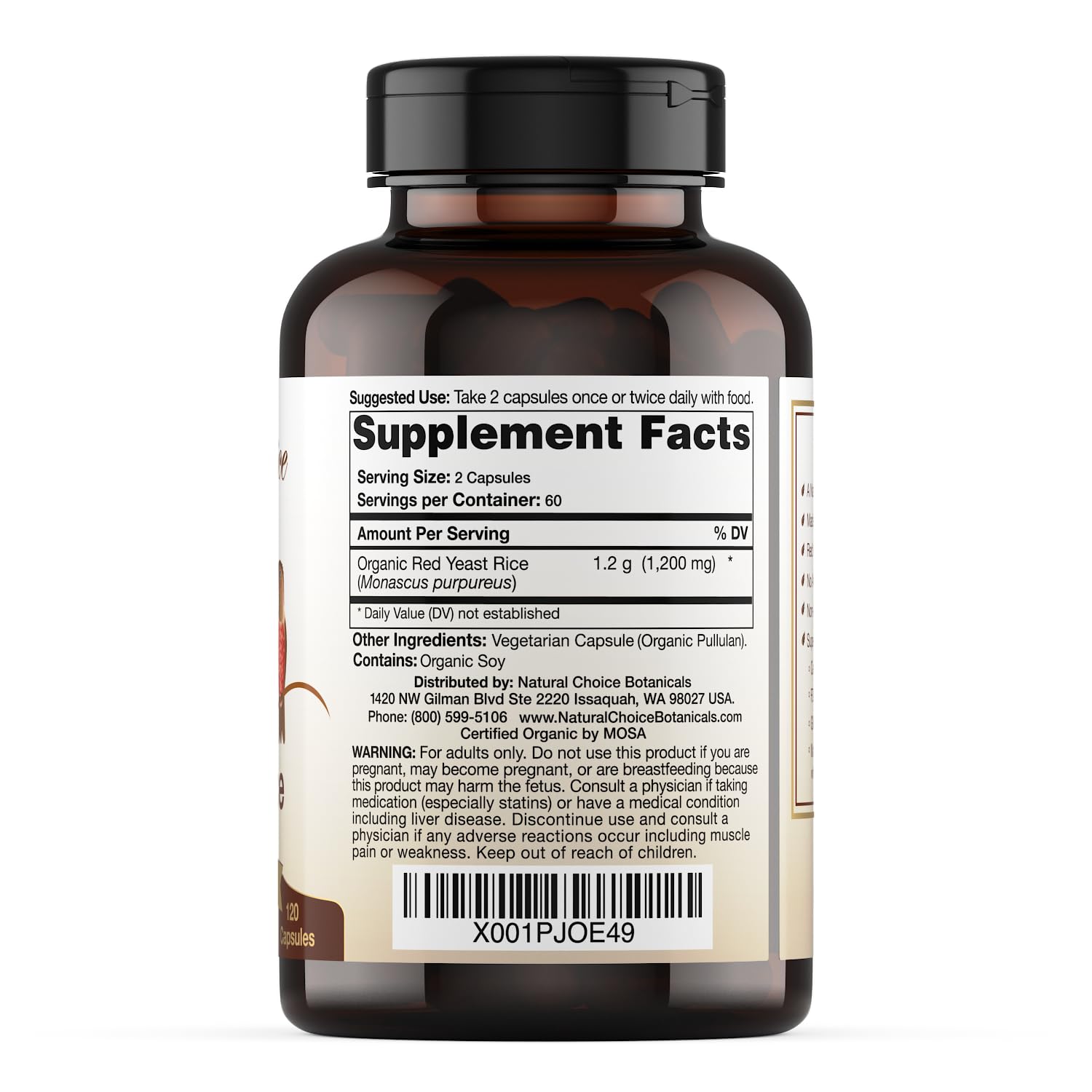 United States-made Natural Choice Botanicals Red Yeast Rice bottle