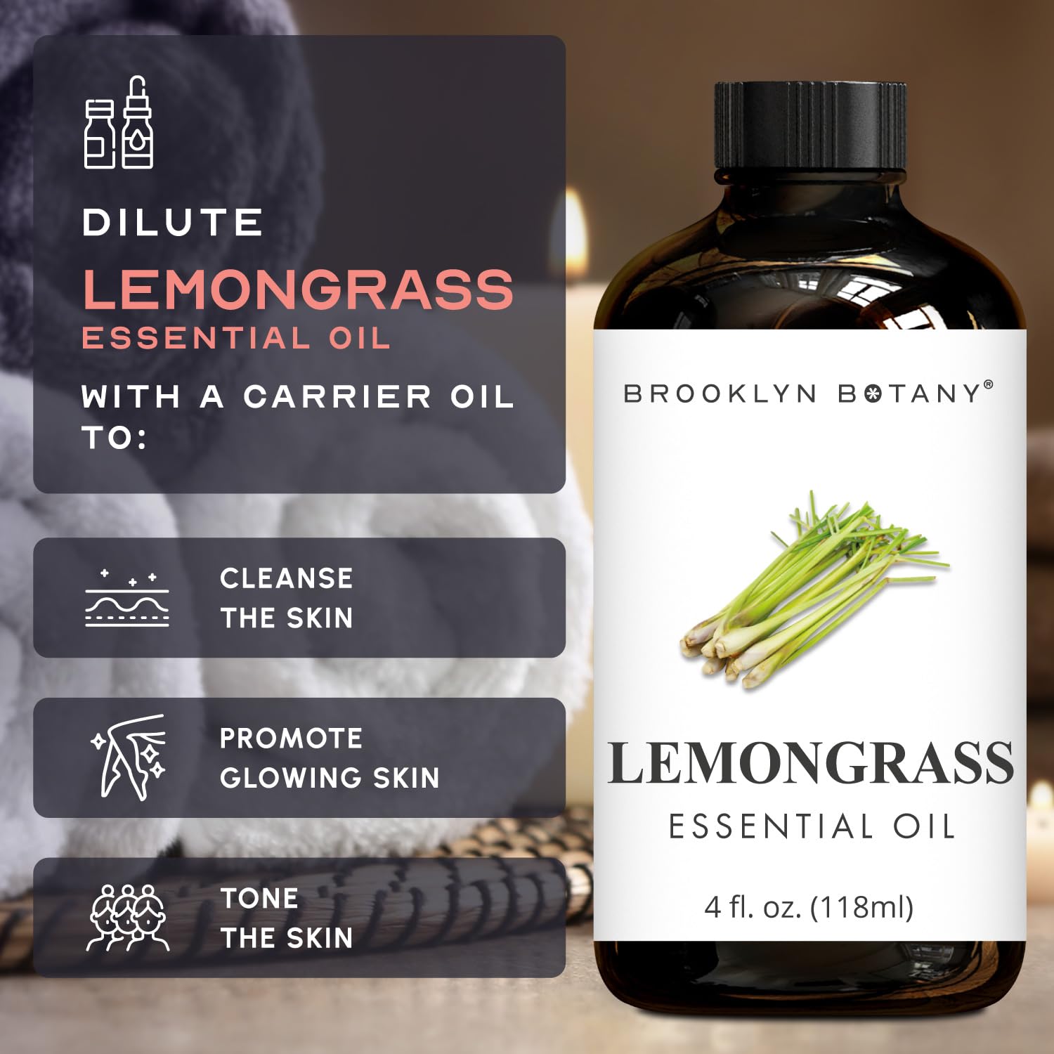 USA-sourced lemongrass essential oil bottle