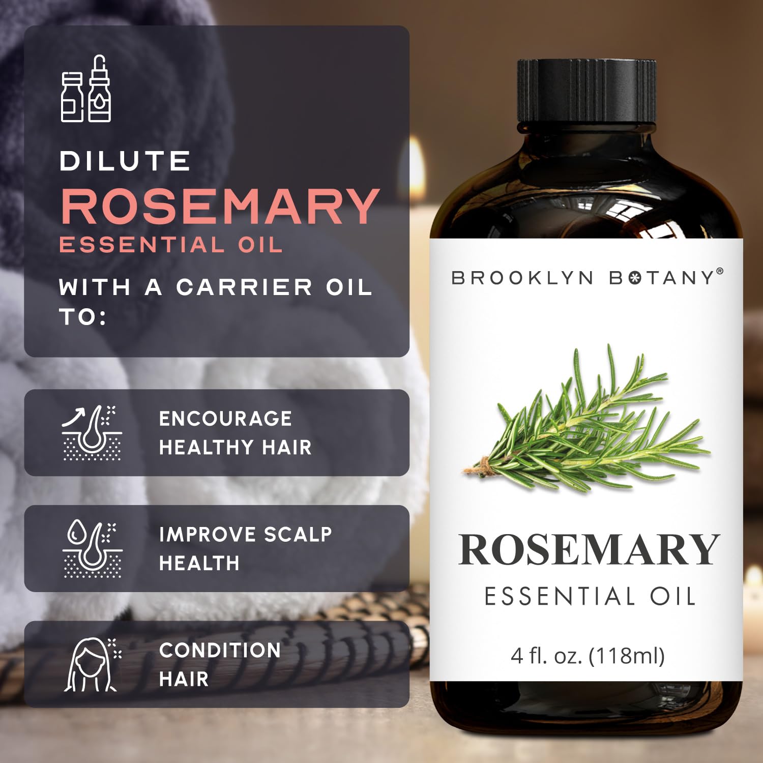 USA-sourced rosemary essential oil bottle
