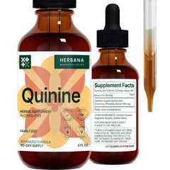 Droplets of quinine drops added to water for intake