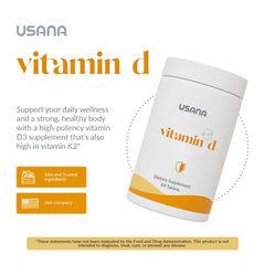 USANA Vitamin D 2000 IU bottle label highlighting vitamin K2