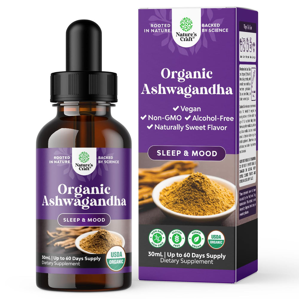 USDA Organic Ashwagandha Liquid Drops 30ml bottle