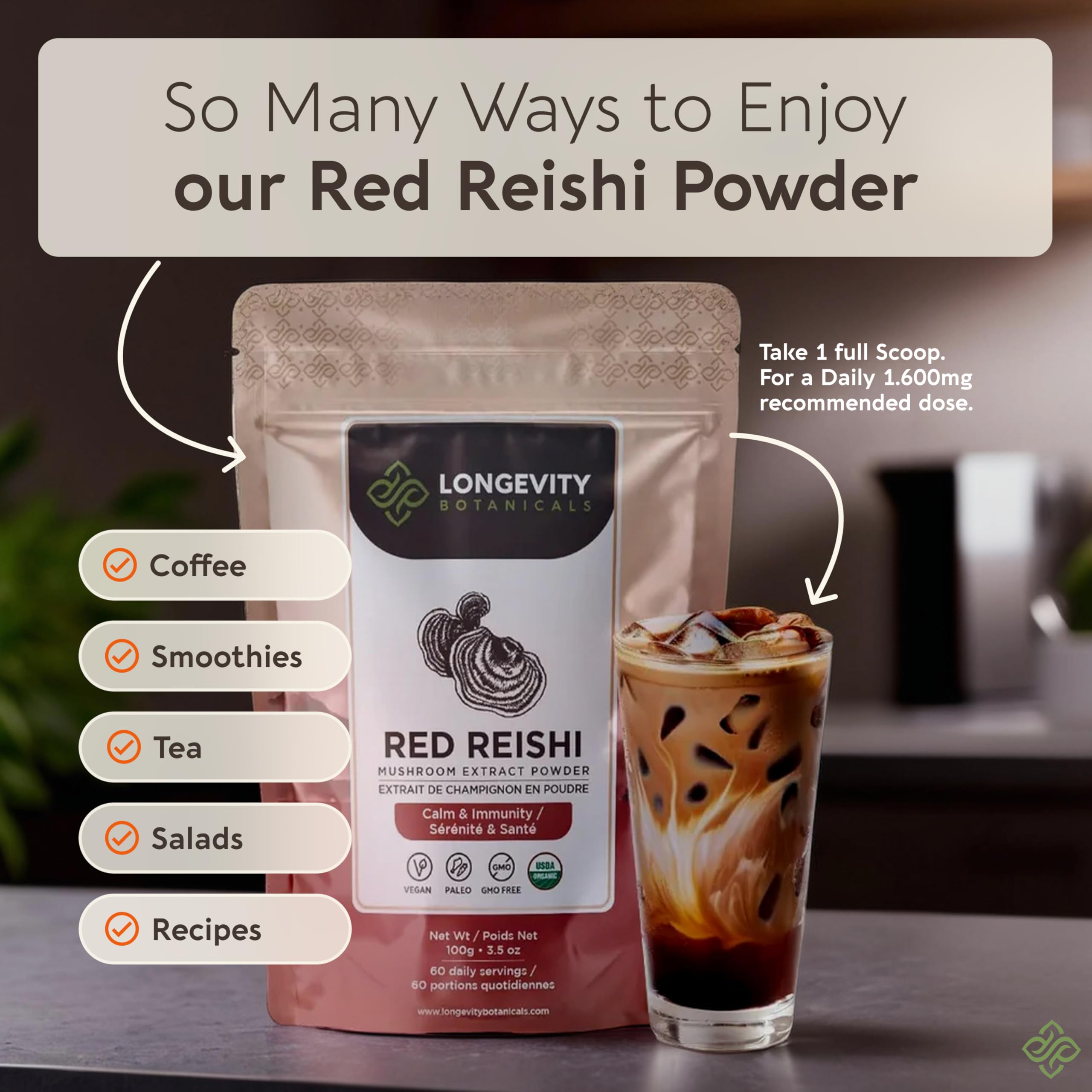 USDA Organic certification badge for Reishi extract powder