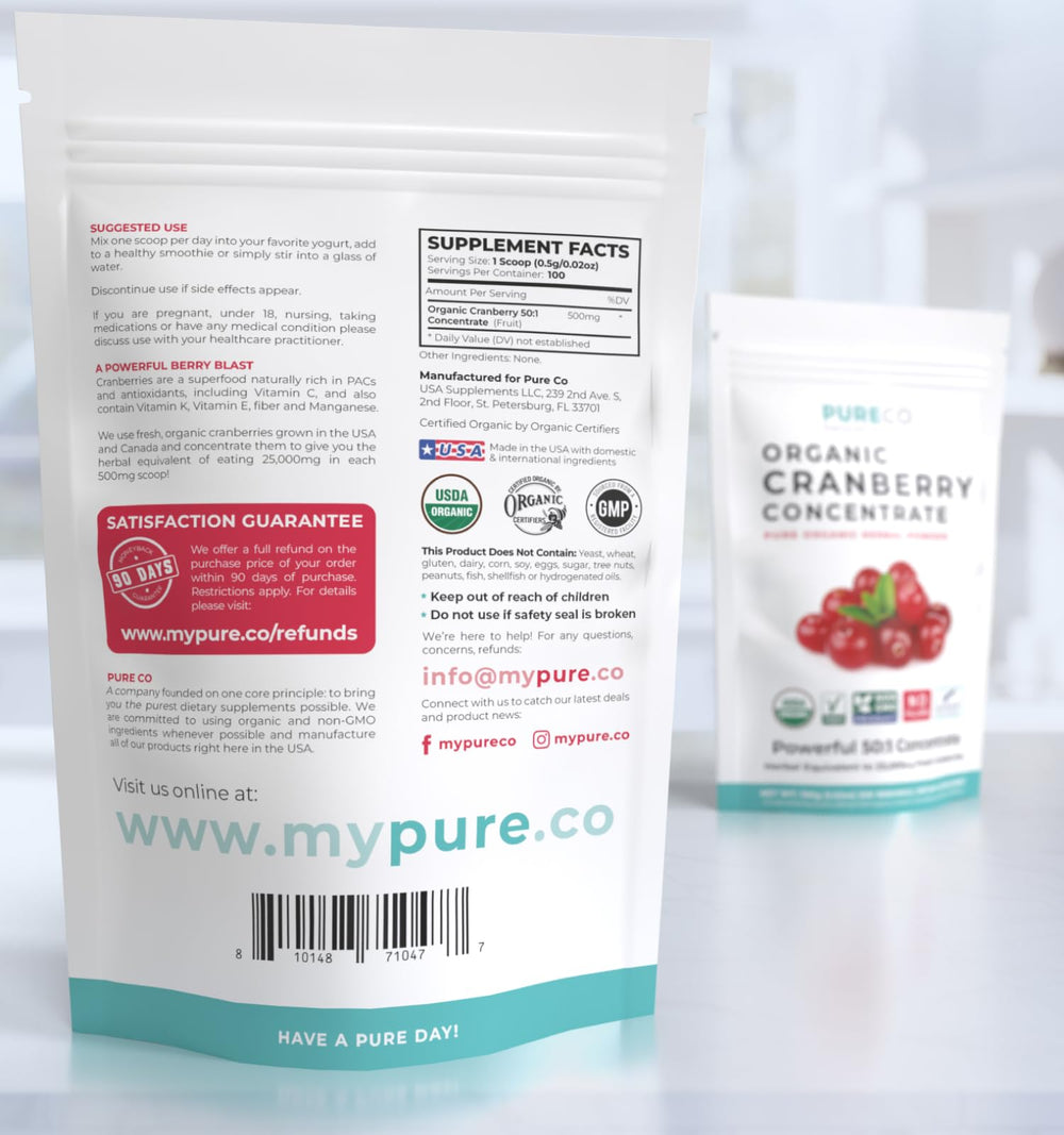 Serving size information and 100 servings per container
