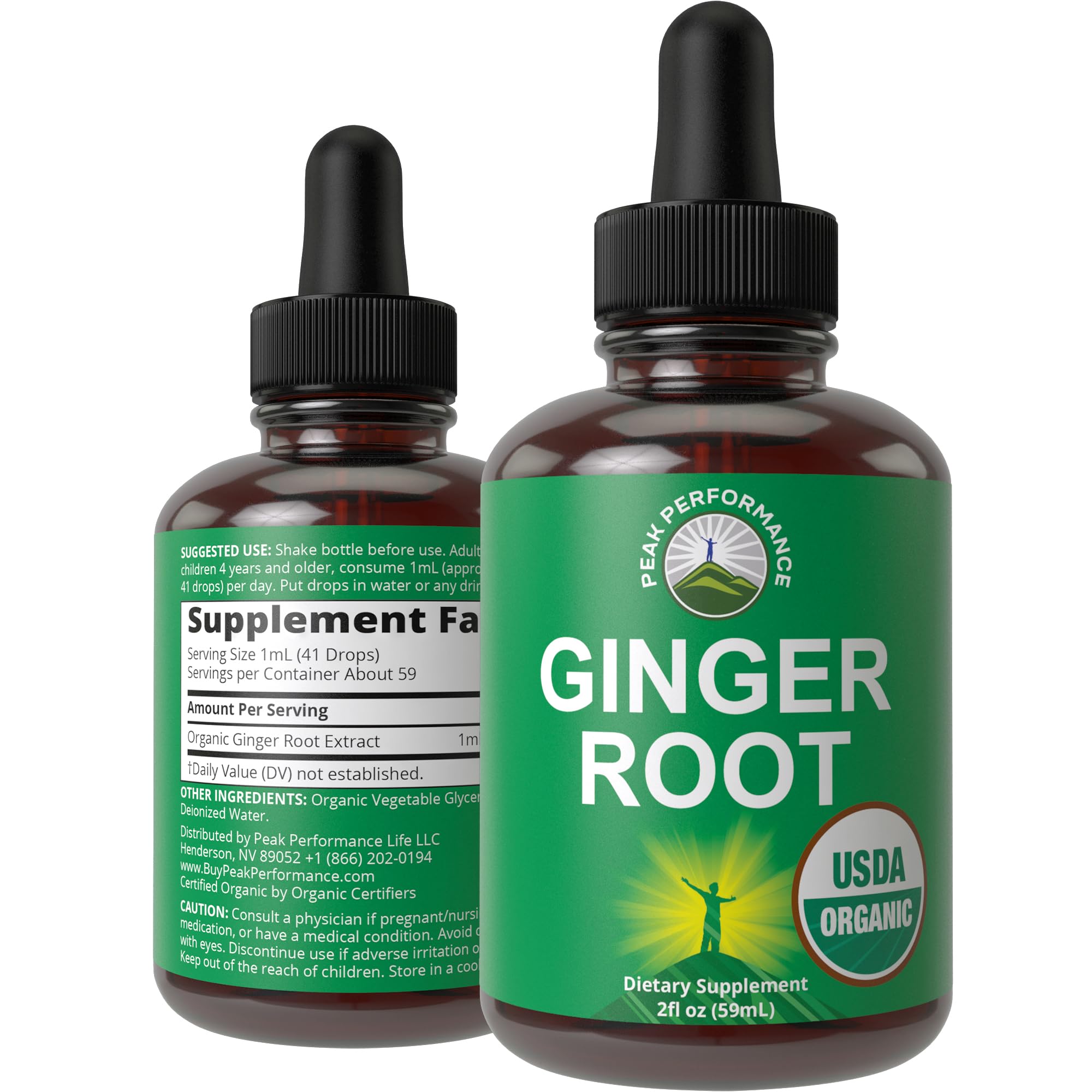 Bottle of USDA Organic Ginger Root Liquid Drops