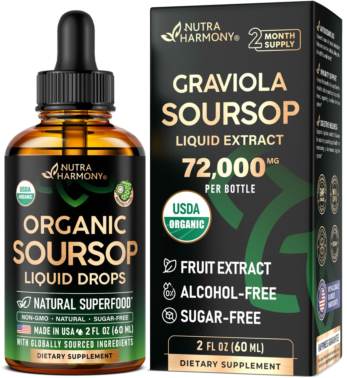 USDA Organic Graviola Soursop Bitters Liquid bottle front view