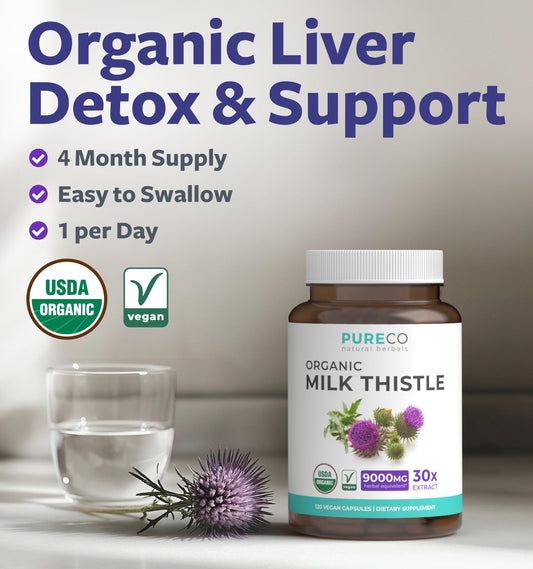 Close-up of 80% silymarin content in milk thistle extract