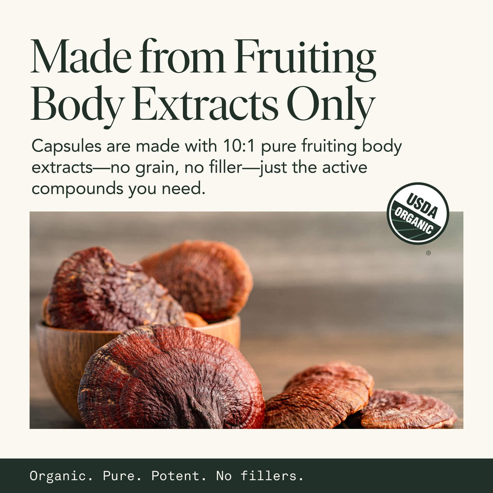 USDA Organic mushrooms used in the supplement