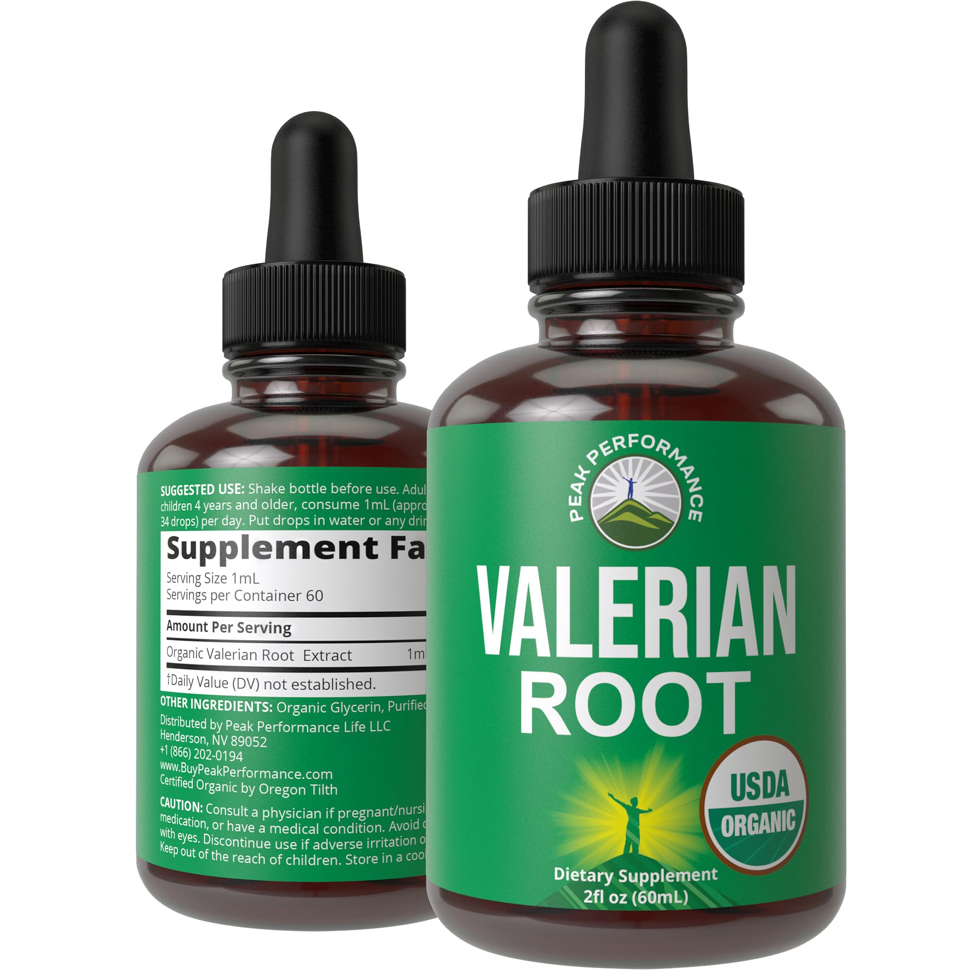 Bottle of USDA Organic Valerian Root Drops with dropper
