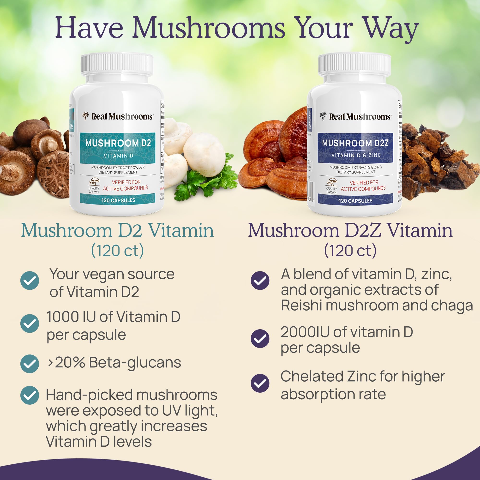 USDA Organic Real Mushrooms vegan and gluten-free supplement