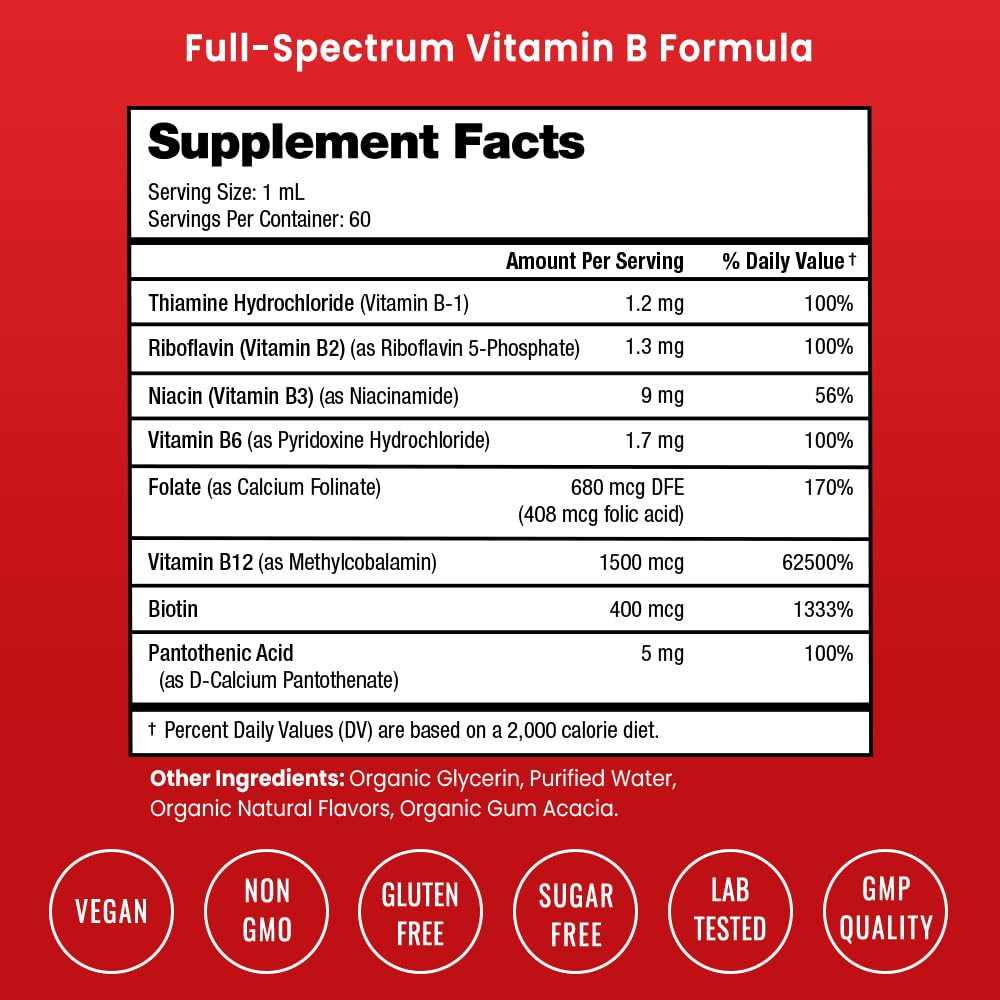 Family-friendly B complex liquid drops for adults and kids
