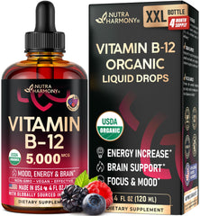 USDA Organic Vitamin B12 Sublingual Drops bottle, 4 oz