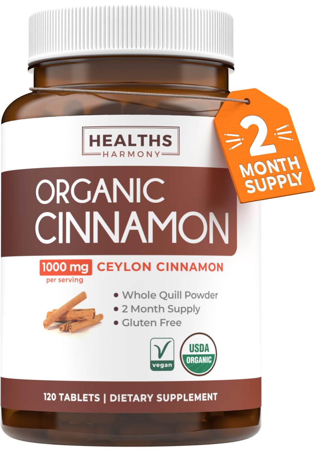 USDA Organic Ceylon Cinnamon Pills bottle hero image