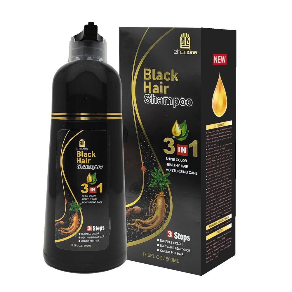 USMATEK black hair dye shampoo bottle pour showing product action for color