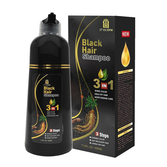 USMATEK black hair dye shampoo bottle pour showing product action for color