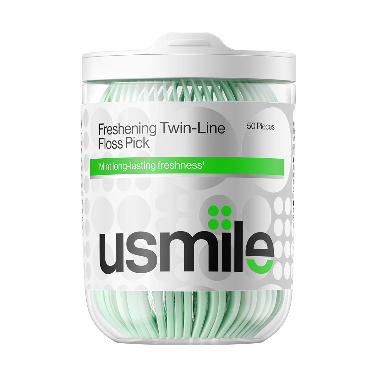 usmile Twin-Line Floss Picks 50 Count Mint Fresh – packaging shot
