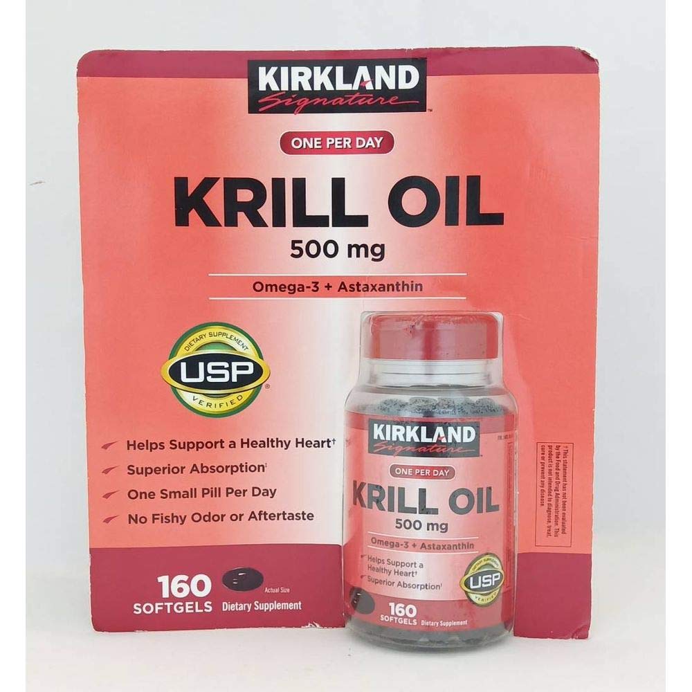 USP Verified badge on Kirkland Krill Oil bottle