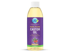 US+ Castor Oil bottle closeup for convenient daily use.
