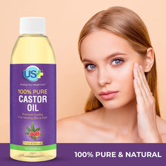US+ Castor Oil on skin for natural hydration.