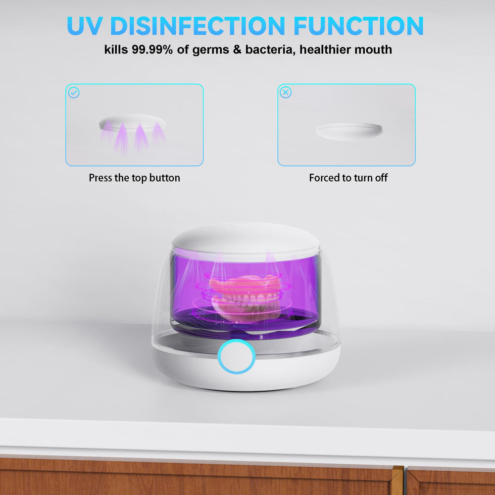 USRIXITECH Ultrasonic Retainer Cleaner Pro - dentures cleaning in progress