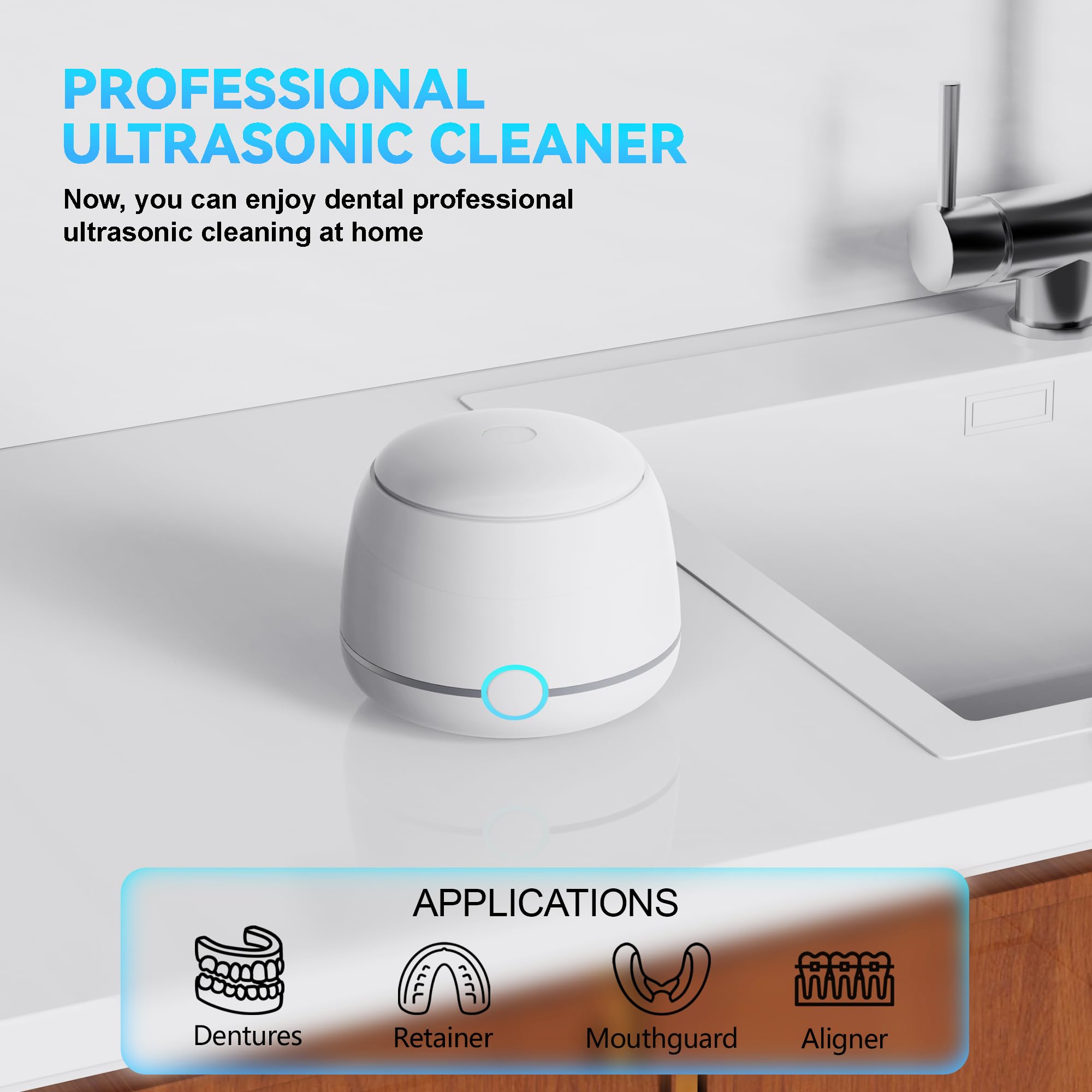 USRIXITECH Ultrasonic Retainer Cleaner Pro - white side view