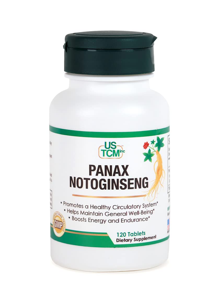 Front view of USTCM Panax Notoginseng 120-tablet bottle