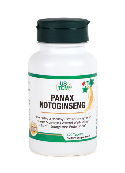Front view of USTCM Panax Notoginseng 120-tablet bottle