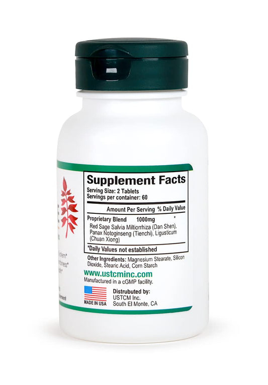 Close-up of USTCM Red Sage Complex product label