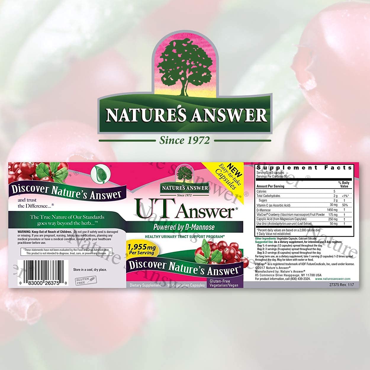 UT Answer ingredients and capsules