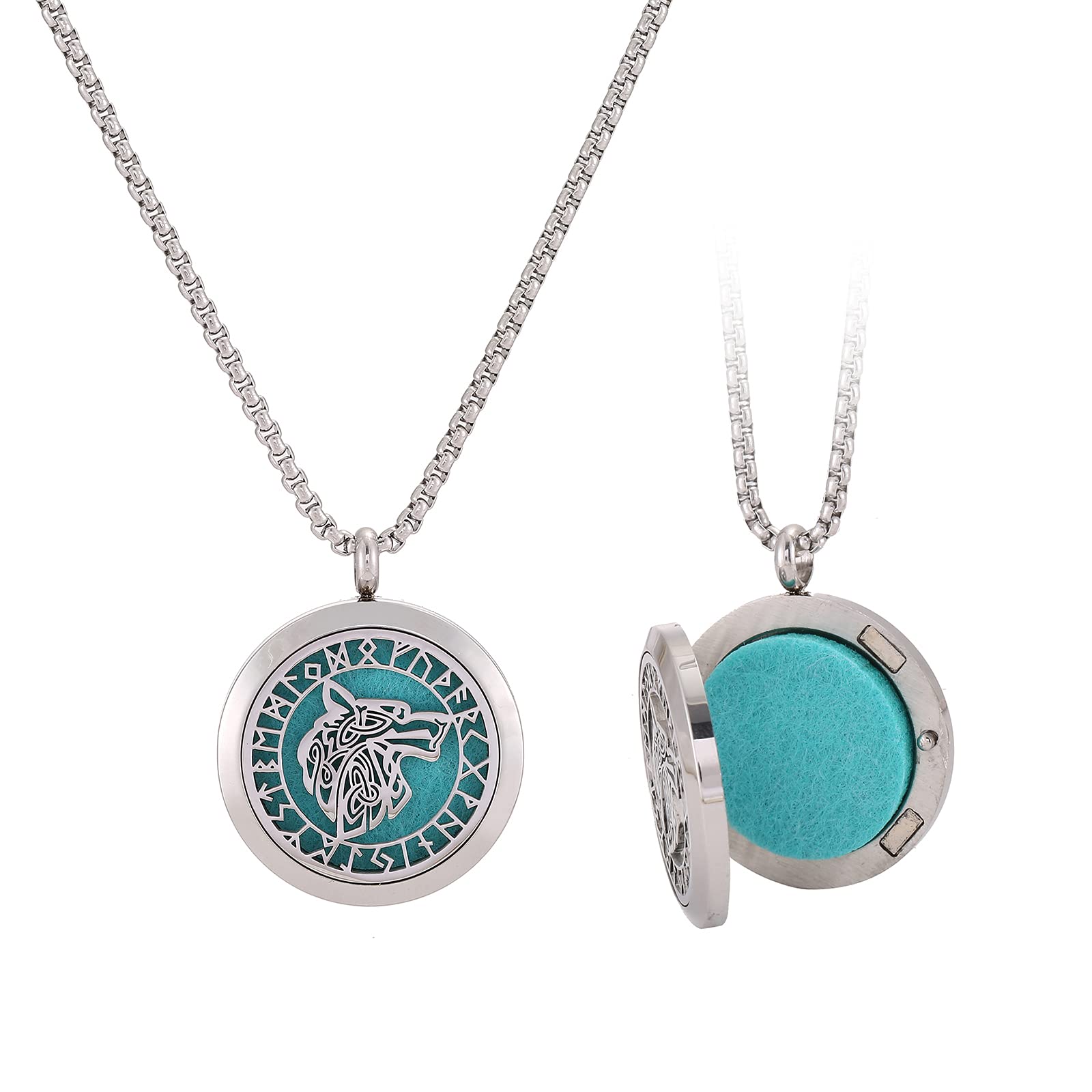 UTHOSMDO Viking necklace diffuser pendant closeup for on-the-go aromatherapy.