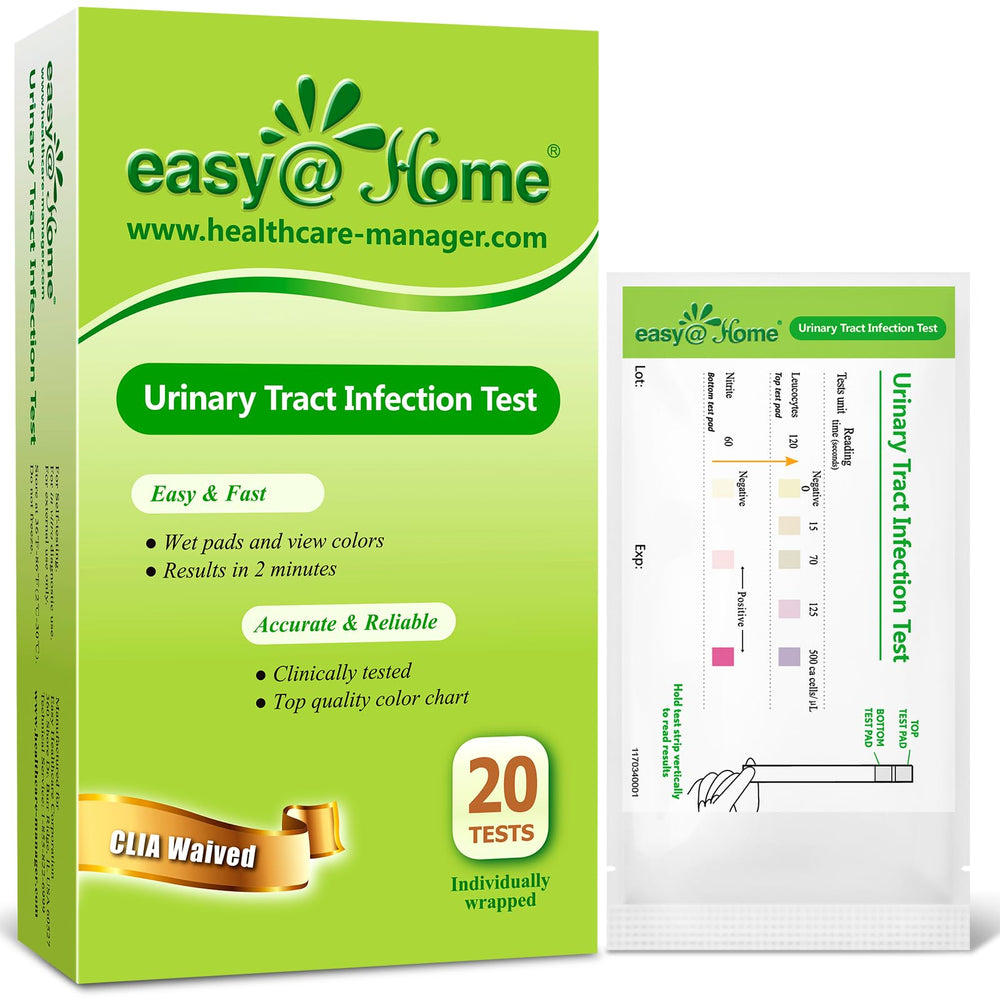 Easy@Home UTI test strips box and 20 tests