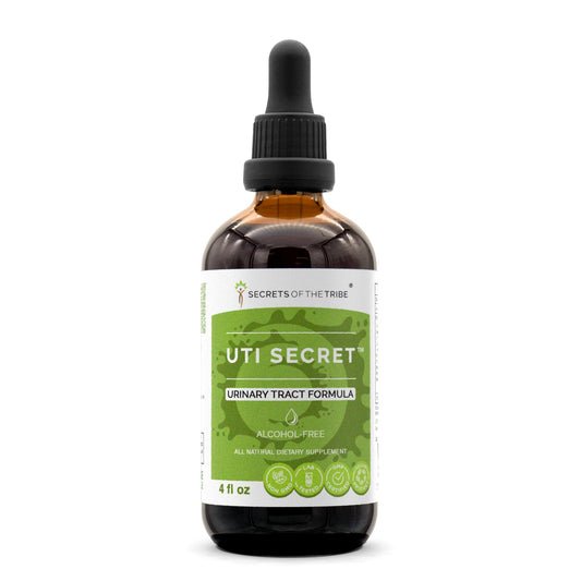 Front view of UTI Secret Alcohol-Free Extract 4 oz bottle