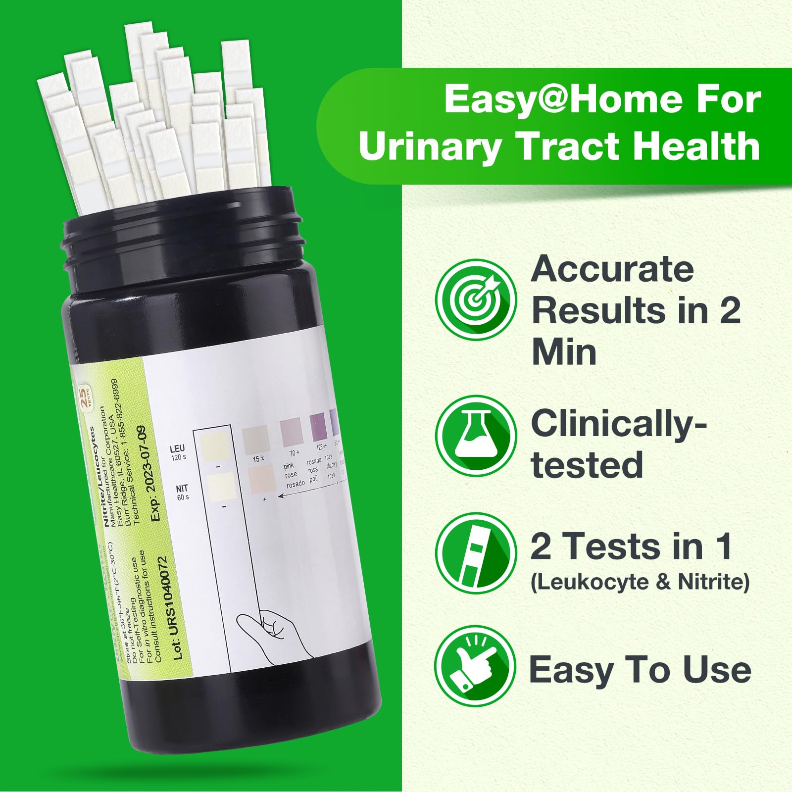 Close-up of color chart for UTI test strip results