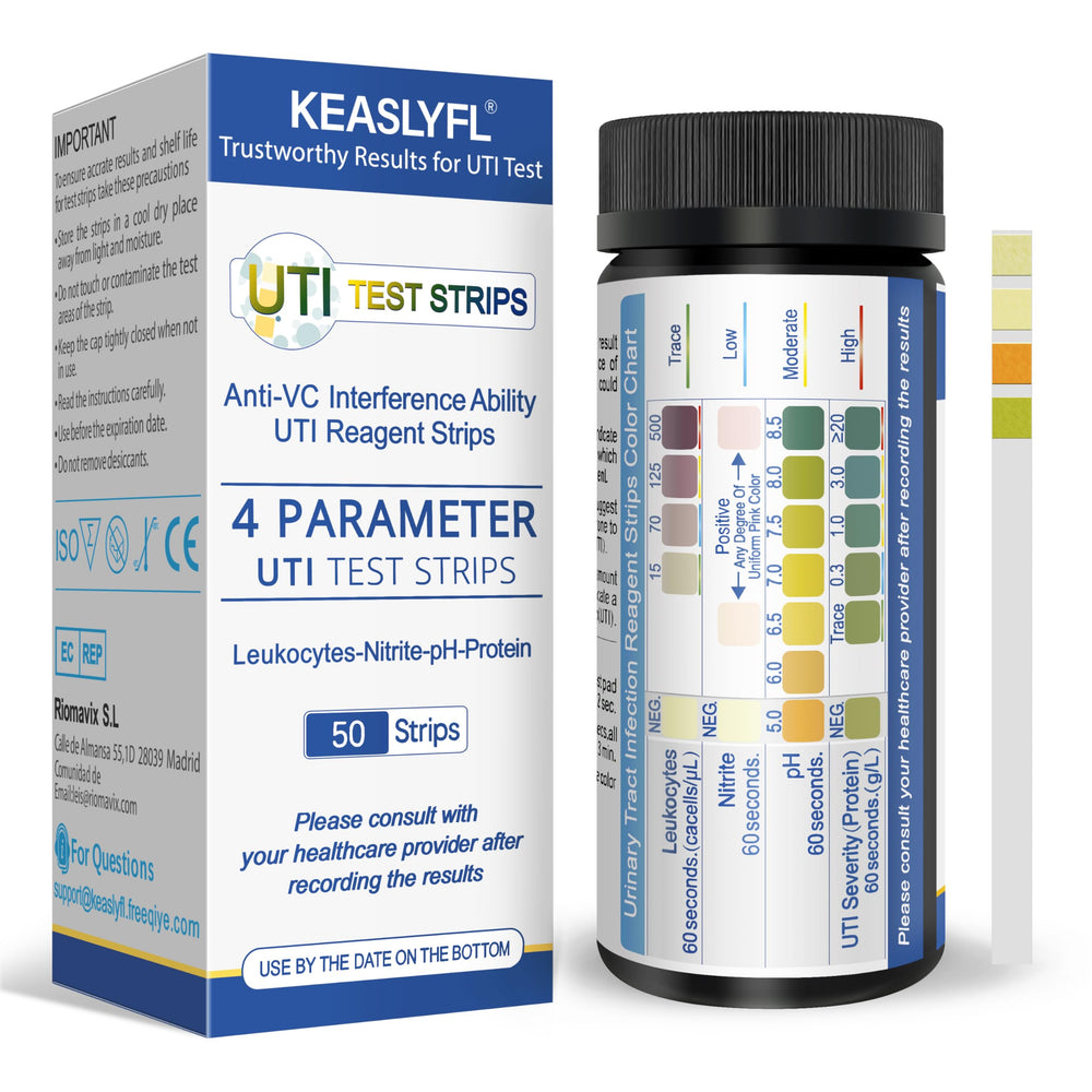 4-in-1 UTI test strips for women and men.