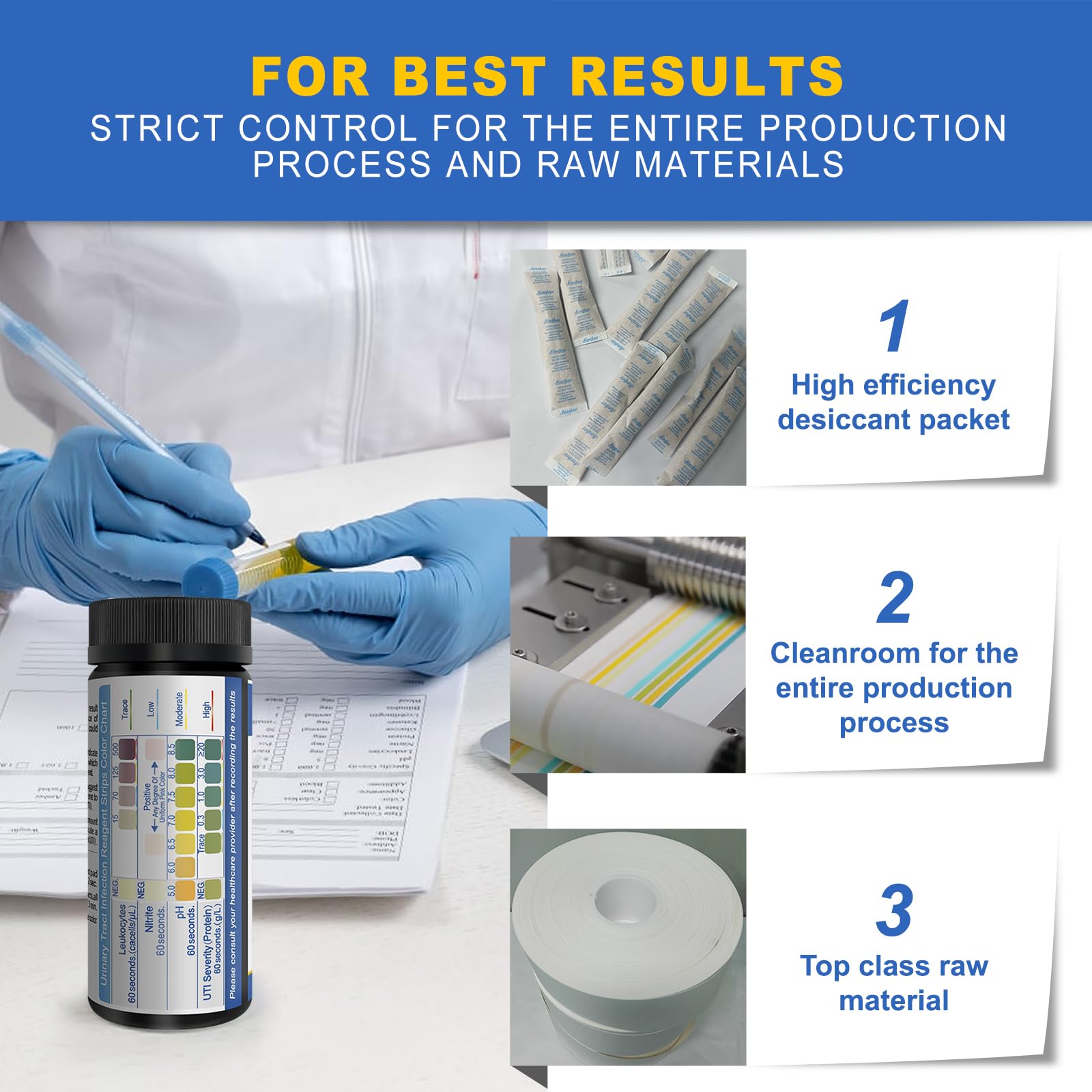 Color chart and results interpretation for UTI test strips.