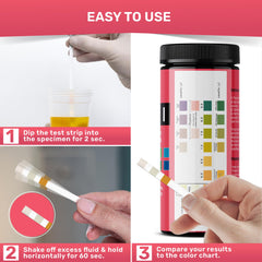 Urinary test strip results in 60 seconds using color chart