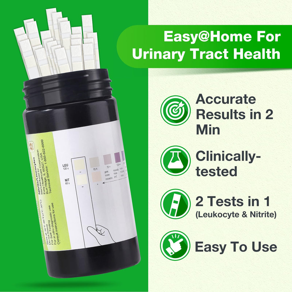 Close-up of UTI test strip ready for urine sample
